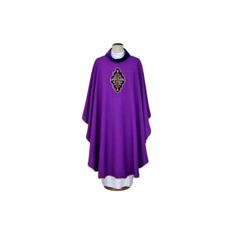 Chasuble violette avec application de velours brodé (13)