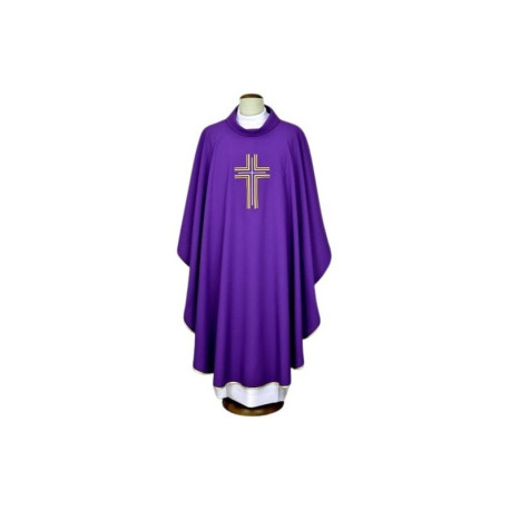 Chasuble brodée violet - croix (15)
