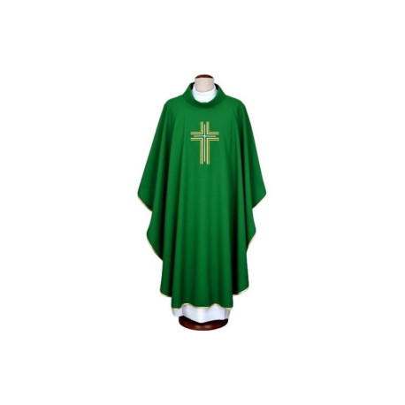 Chasuble brodée verte - croix (15)