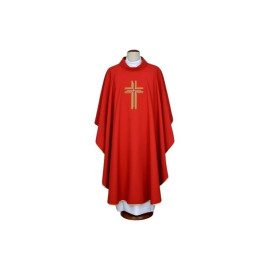 Chasuble brodée rouge - croix (15)