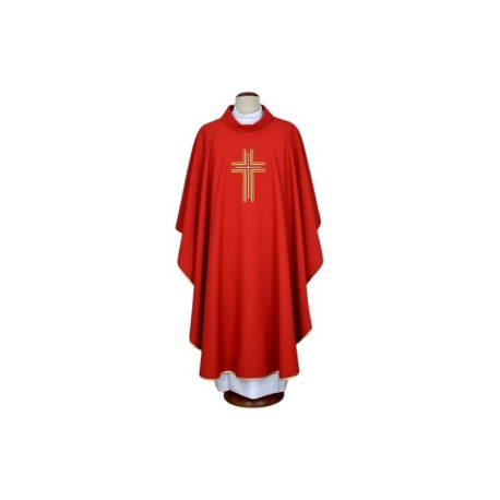 Chasuble brodée rouge - croix (15)