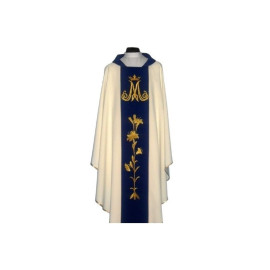 Chasuble, ceinture brodée Sainte-Marie - couleur écrue