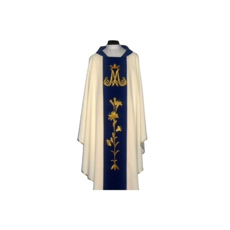Chasuble, ceinture brodée Sainte-Marie - couleur écrue