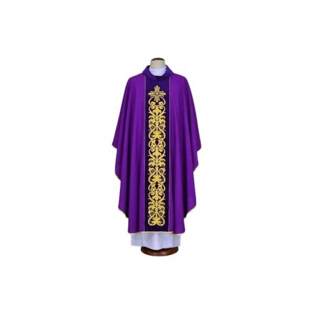 Chasuble violette brodée - croix, ornement (19)