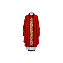 Chasuble rouge brodée - croix, ornement (19)