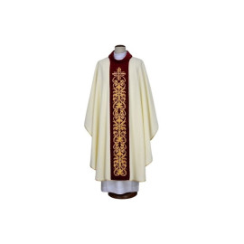 Chasuble écrue brodée - croix, ornement (19)