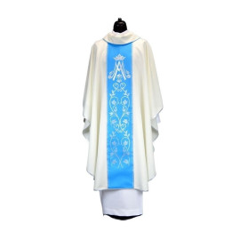 Chasuble, ceinture brodée Sainte-Marie - couleur écrue