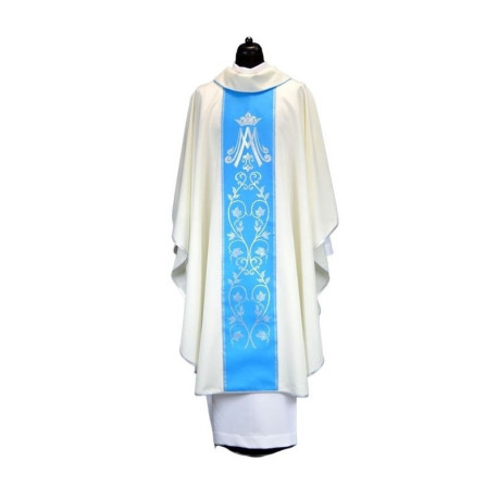 Chasuble, ceinture brodée Sainte-Marie - couleur écrue