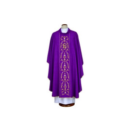 Chasuble brodée pourpre - IHS (20)