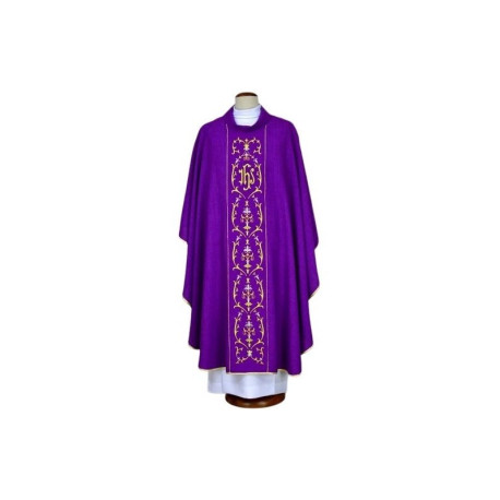 Chasuble brodée pourpre - IHS (20)