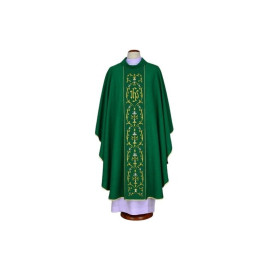 Chasuble verte brodée - IHS (20)