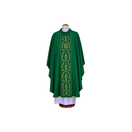 Chasuble verte brodée - IHS (20)