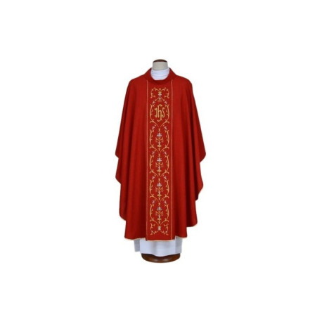 Chasuble rouge brodée - IHS (20)