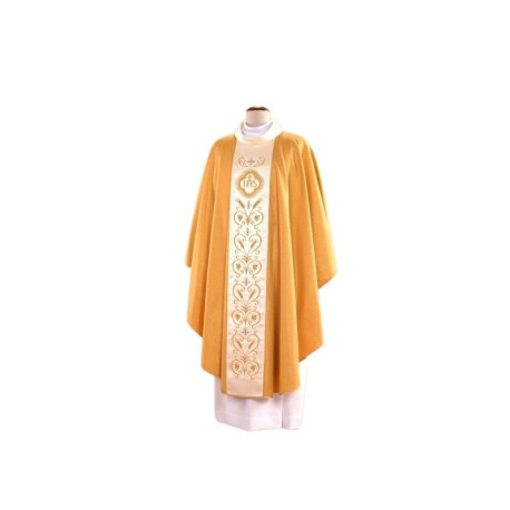 Chasuble brodée d'or, ceinture en satin - IHS (23A)