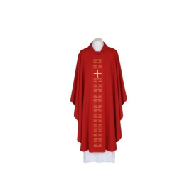 Chasuble rouge brodée - Croix (24)