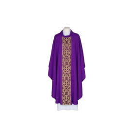 Chasuble violette brodée - ceinture tissée (25)