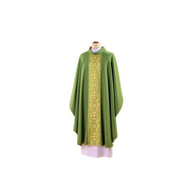 Chasuble verte brodée - ceinture tissée (25)