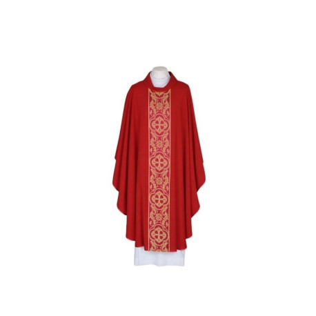 Chasuble rouge brodée - ceinture tissée (25)