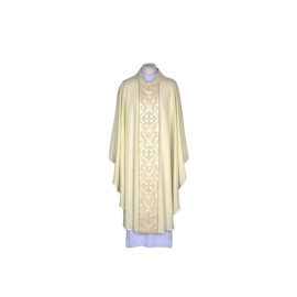 Chasuble écrue brodée - ceinture tissée (25)
