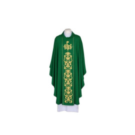 Chasuble verte brodée - IHS (26)