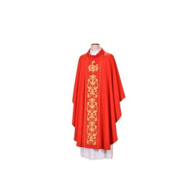Chasuble rouge brodée - IHS (26)