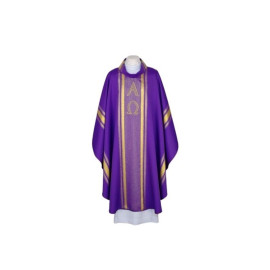 Chasuble brodée pourpre - rayures dorées (26)