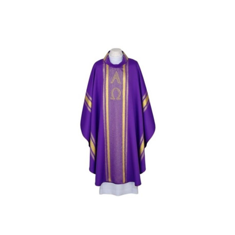 Chasuble brodée pourpre - rayures dorées (26)