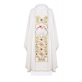 Chasuble brodée avec le motif de l'agneau - Agnus Dei