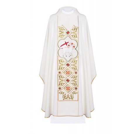 Chasuble brodée avec le motif de l'agneau - Agnus Dei