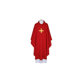Chasuble brodée rouge, bordures dorées (32)