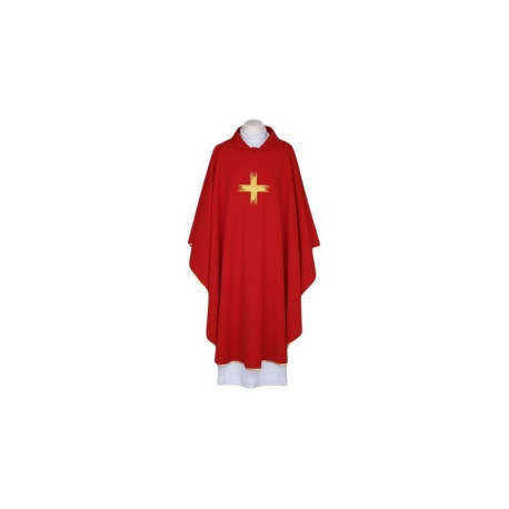 Chasuble brodée rouge, bordures dorées (32)
