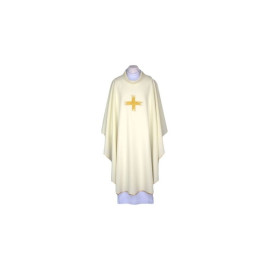 Chasuble brodée écru, bordure or (33)
