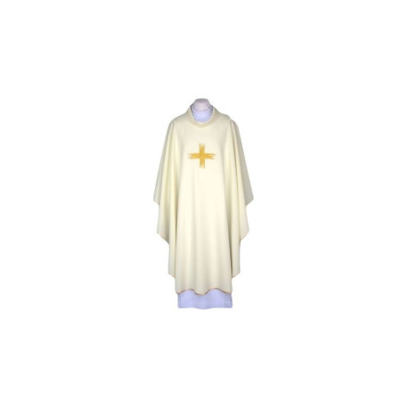 Chasuble brodée écru, bordure or (33)
