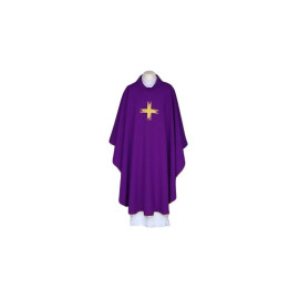 Chasuble brodée violette, bordures dorées (34)