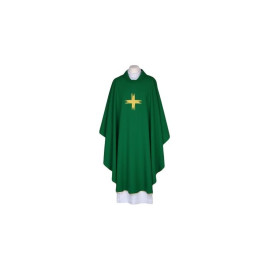 Chasuble brodée verte, bordure dorée (34)