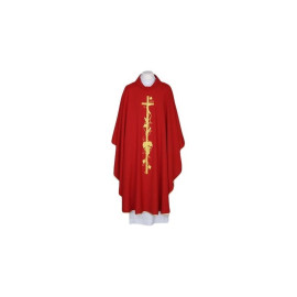 Chasuble brodée rouge, bordures dorées (40)