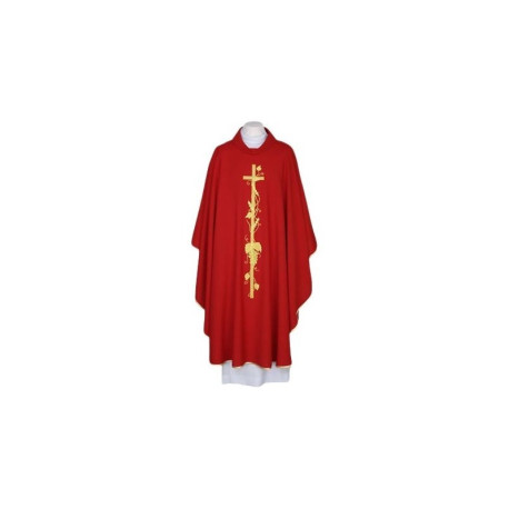 Chasuble brodée rouge, bordures dorées (40)