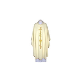 Chasuble brodée écru, bordure or (41)