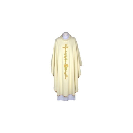 Chasuble brodée écru, bordure or (41)