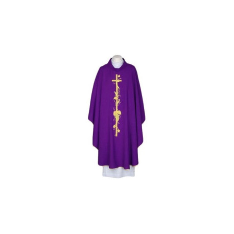 Chasuble brodée violette, bordures dorées (42)