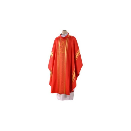 Chasuble brodée rouge, bordures dorées (44)
