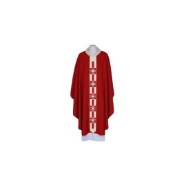 Chasuble brodée rouge, bande étroite moderne (45)
