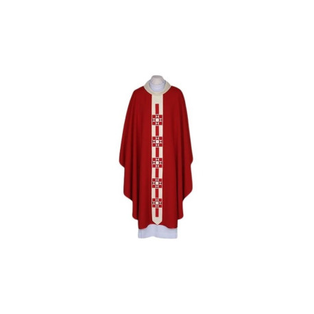 Chasuble brodée rouge, bande étroite moderne (45)