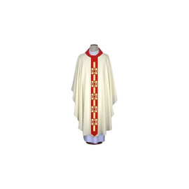 Chasuble brodée écrue, bande étroite moderne (46)