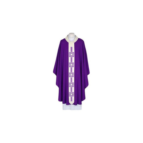 Chasuble brodée violette, bande étroite moderne (47)