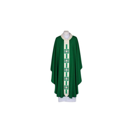 Chasuble brodée verte, bande étroite moderne (48)
