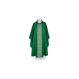 Chasuble verte brodée - ceinture tissée et élégante (56)
