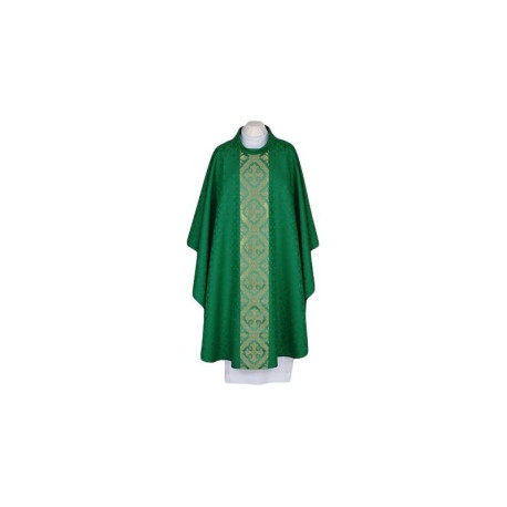 Chasuble verte brodée - ceinture tissée et élégante (56)