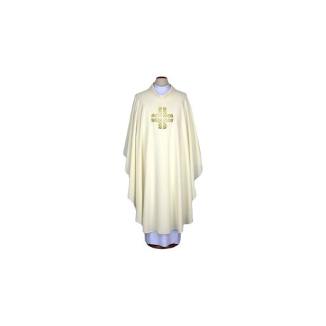 Chasuble brodée écru - croix (58)