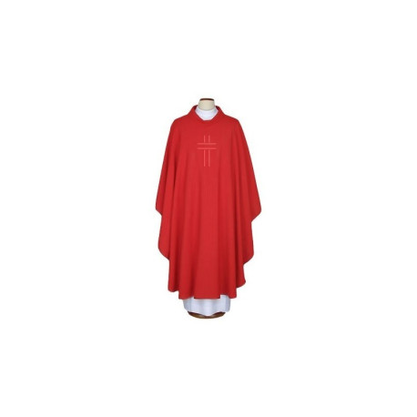 Chasuble rouge brodée - Croix (70)